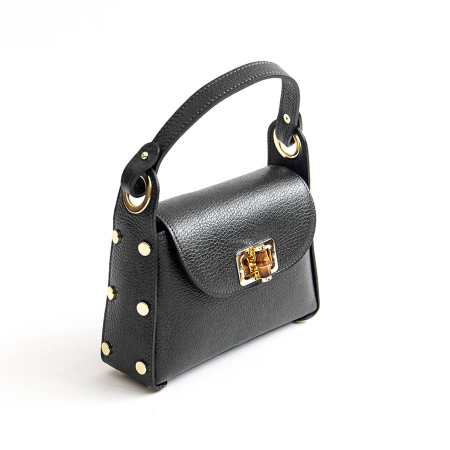 Laura Di Maggio BAMBU’ – borsetta con borchie in pelle nera Sconto