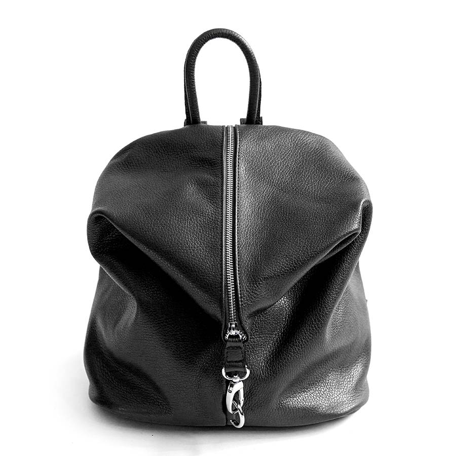 Laura Di Maggio FLIP – Zaino con zip in pelle nero Economico