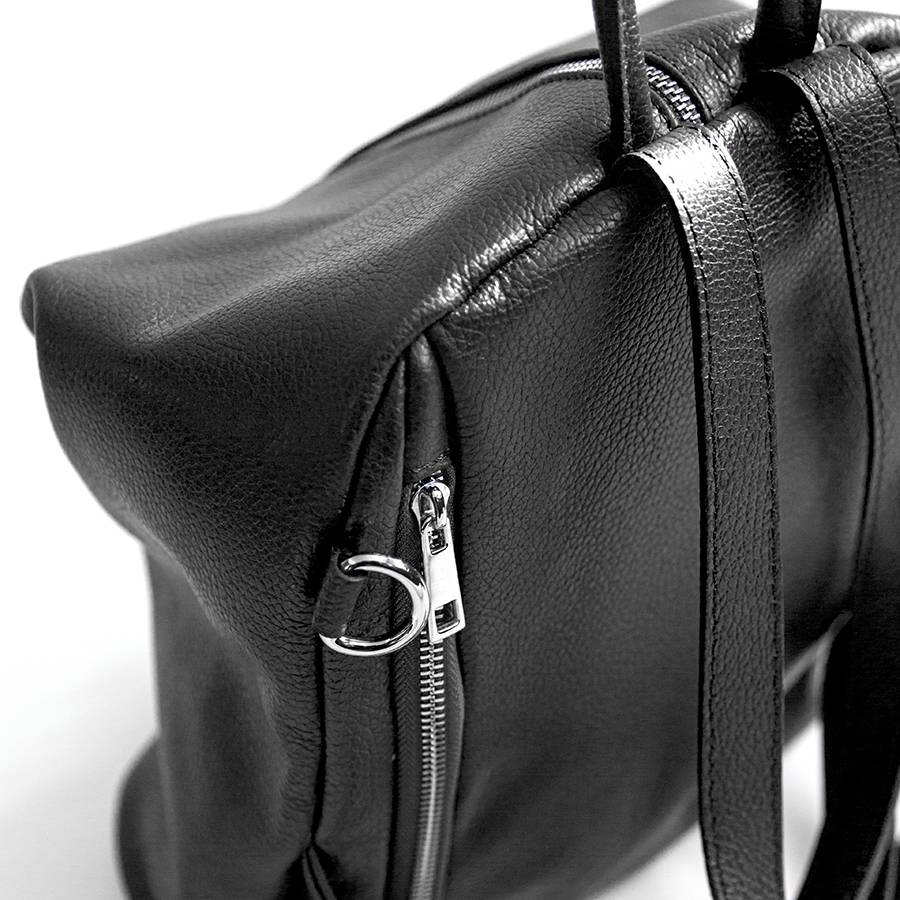 Laura Di Maggio FLIP – Zaino con zip in pelle nero Economico