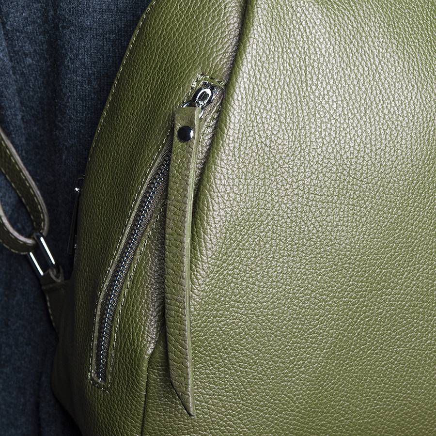 Laura Di Maggio ZIP – zainetto in pelle dollaro oliva Nuovo
