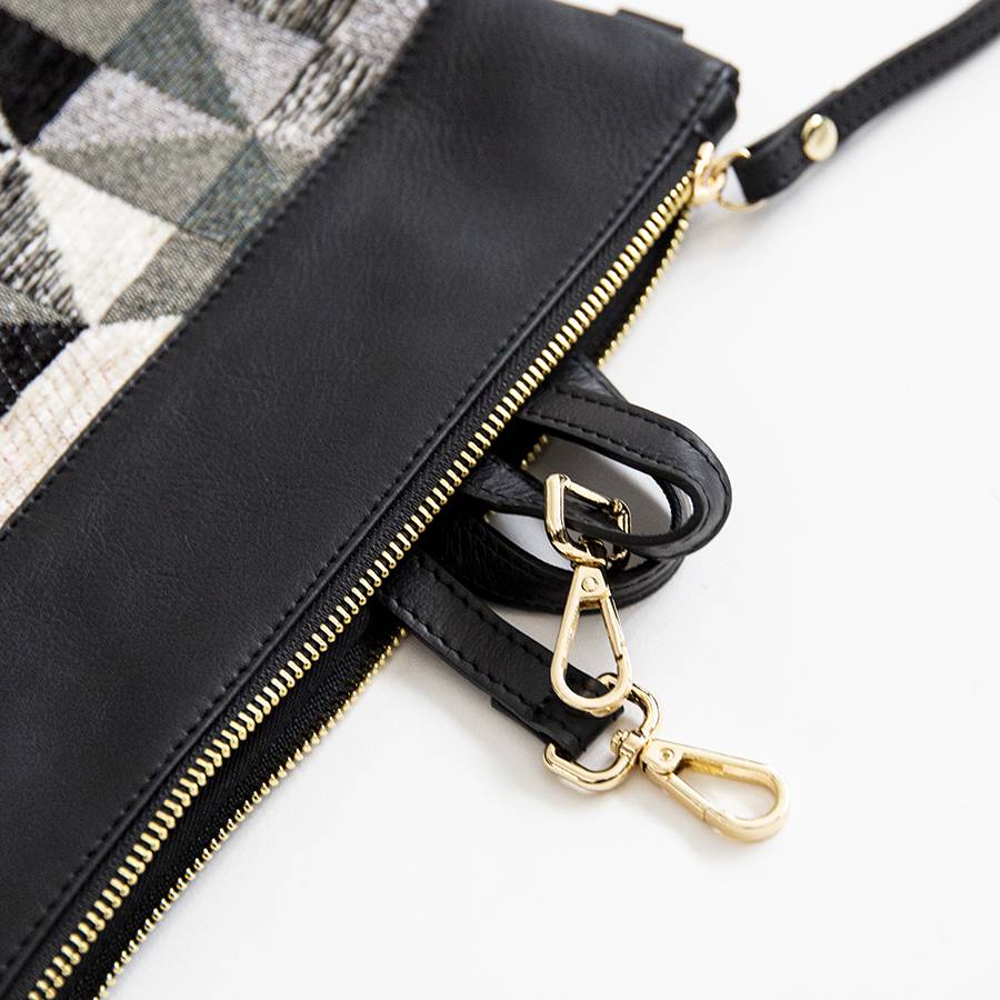 Laura Di Maggio EMILY – busta in pelle e tessuto bianco e nero Sconto