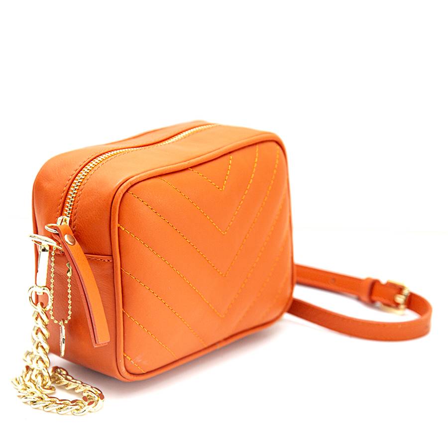 Laura Di Maggio COCCA – Borsa da Sera in Pelle Soft Trapuntato – Arancione Offerte