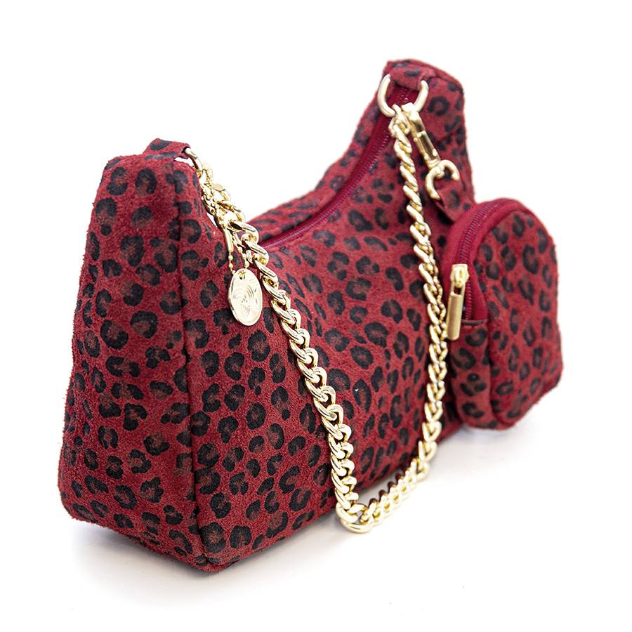Laura Di Maggio AVANA – bag in camoscio con stampa animalier rossa Vendite Flash