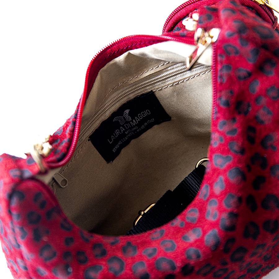 Laura Di Maggio AVANA – bag in camoscio con stampa animalier rossa Vendite Flash