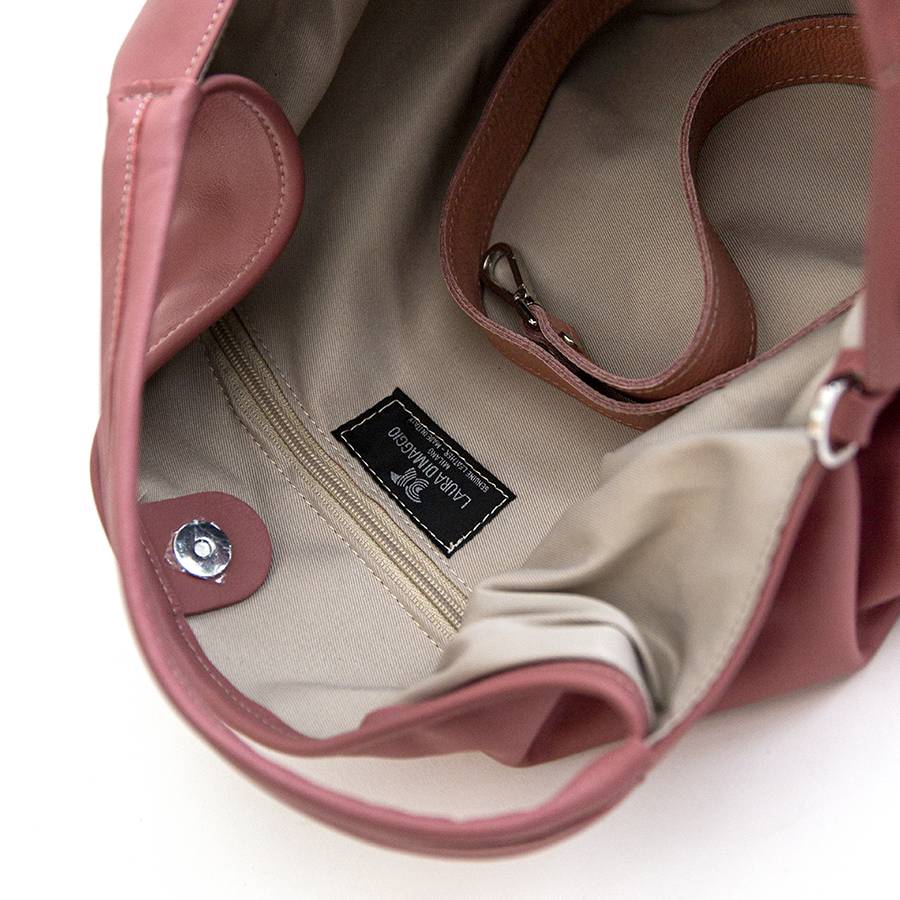 Laura Di Maggio ELSA – Sacca maxi in pelle nappa rosa malva Sottocosto