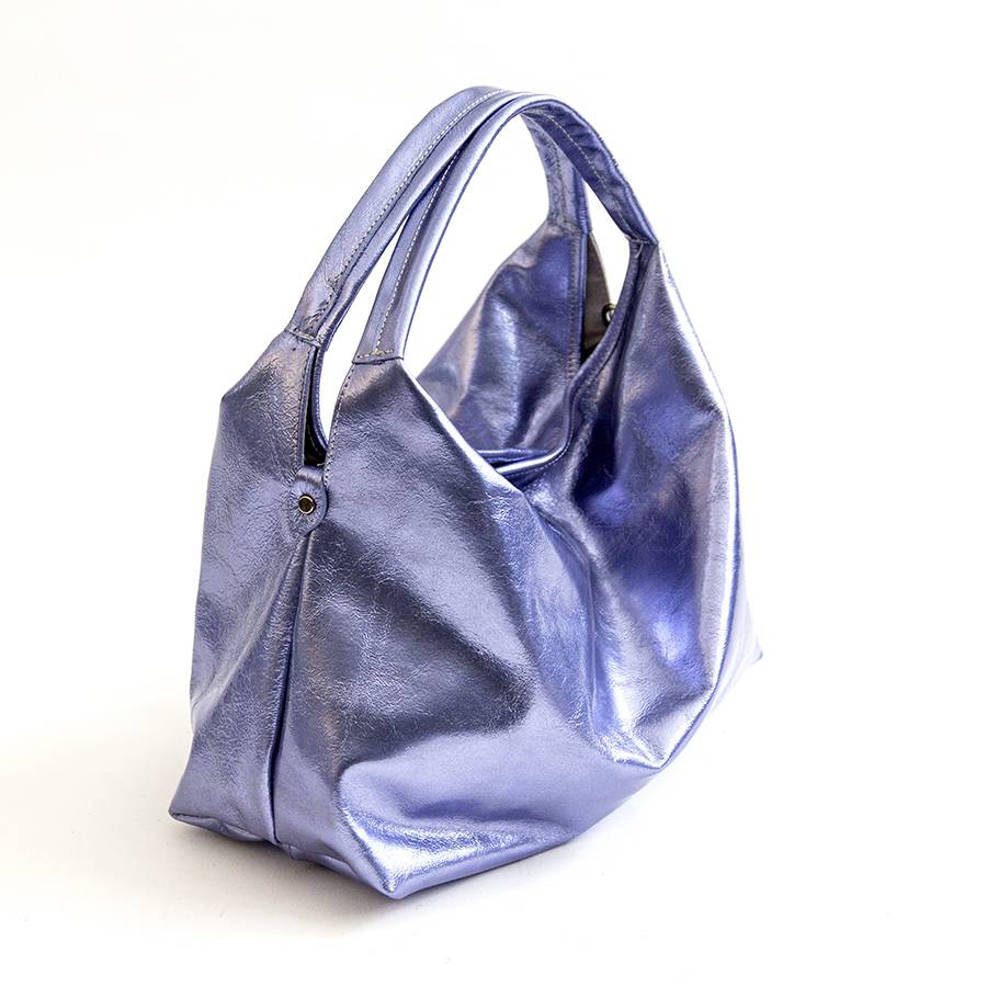 Laura Di Maggio ELSA M – Sacca in pelle laminata glicine Italia