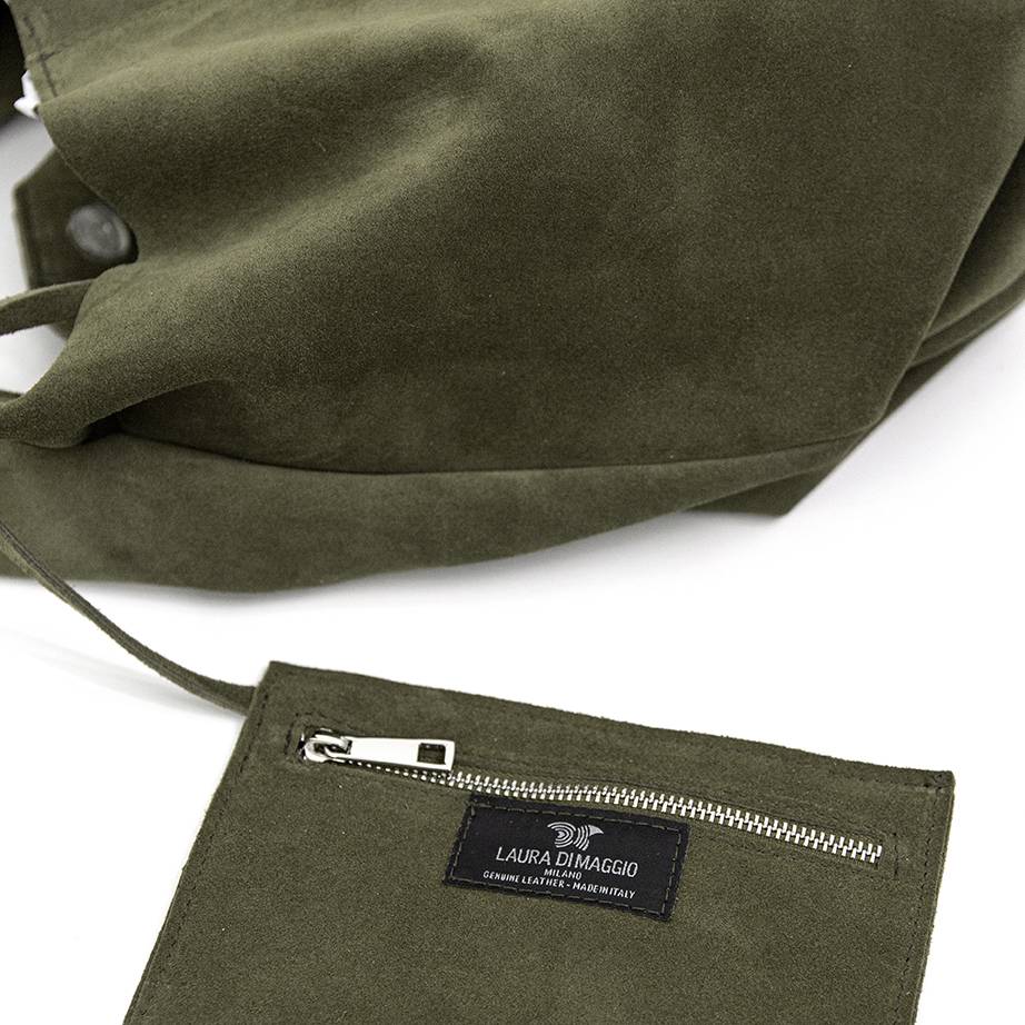 Laura Di Maggio LE SAC – sacca in pelle camoscio verde militare Qualità