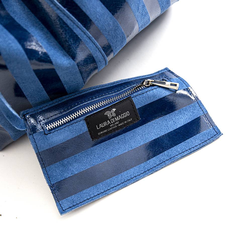 Laura Di Maggio LE SAC – sacca in pelle a righe blu Pezzi Unici