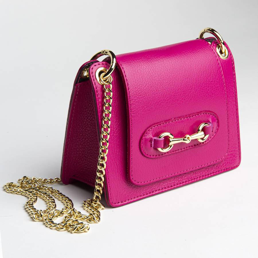 Laura Di Maggio FIONA – postina in pelle con morsetto fucsia Qualità Garantita