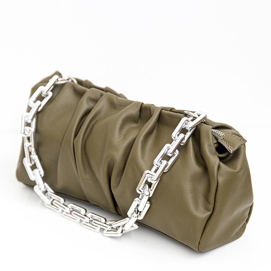 Laura Di Maggio MUFFIN – Borsa in pelle nappa verde oliva Consegna Veloce