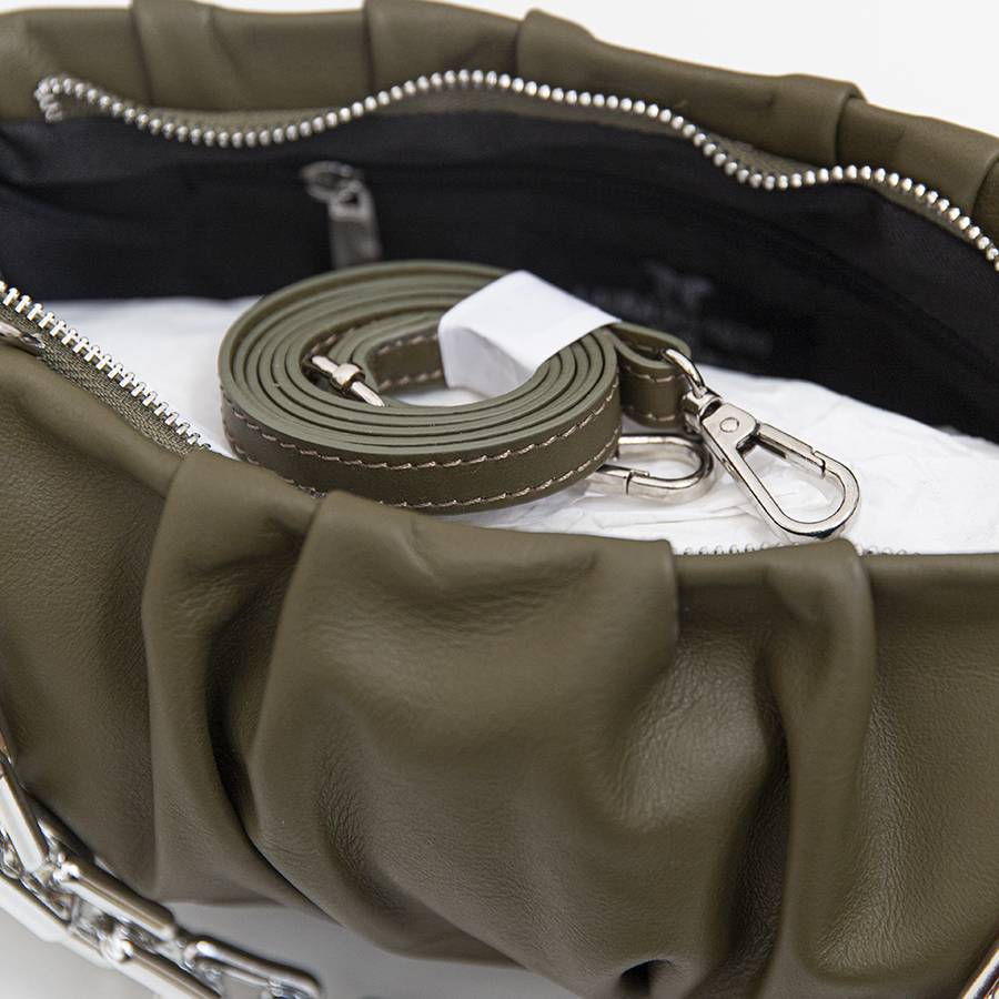 Laura Di Maggio MUFFIN – Borsa in pelle nappa verde oliva Consegna Veloce