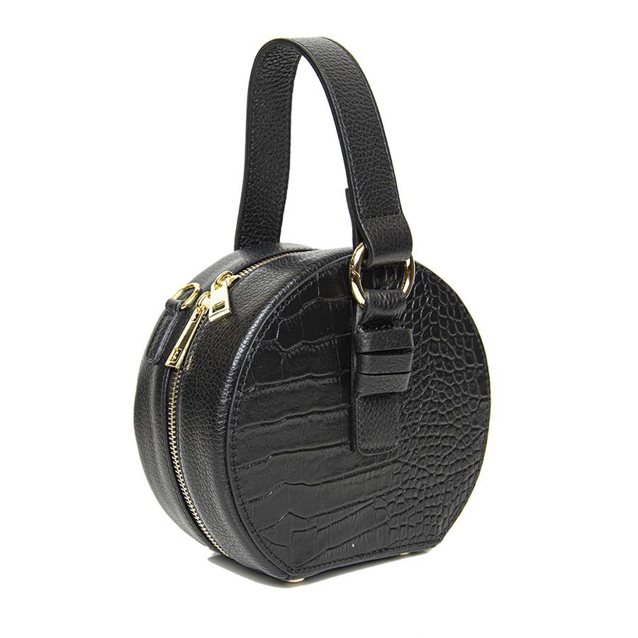 Laura Di Maggio LADY – Borsa circolare in pelle stampa cocco nera Fino Al -60%