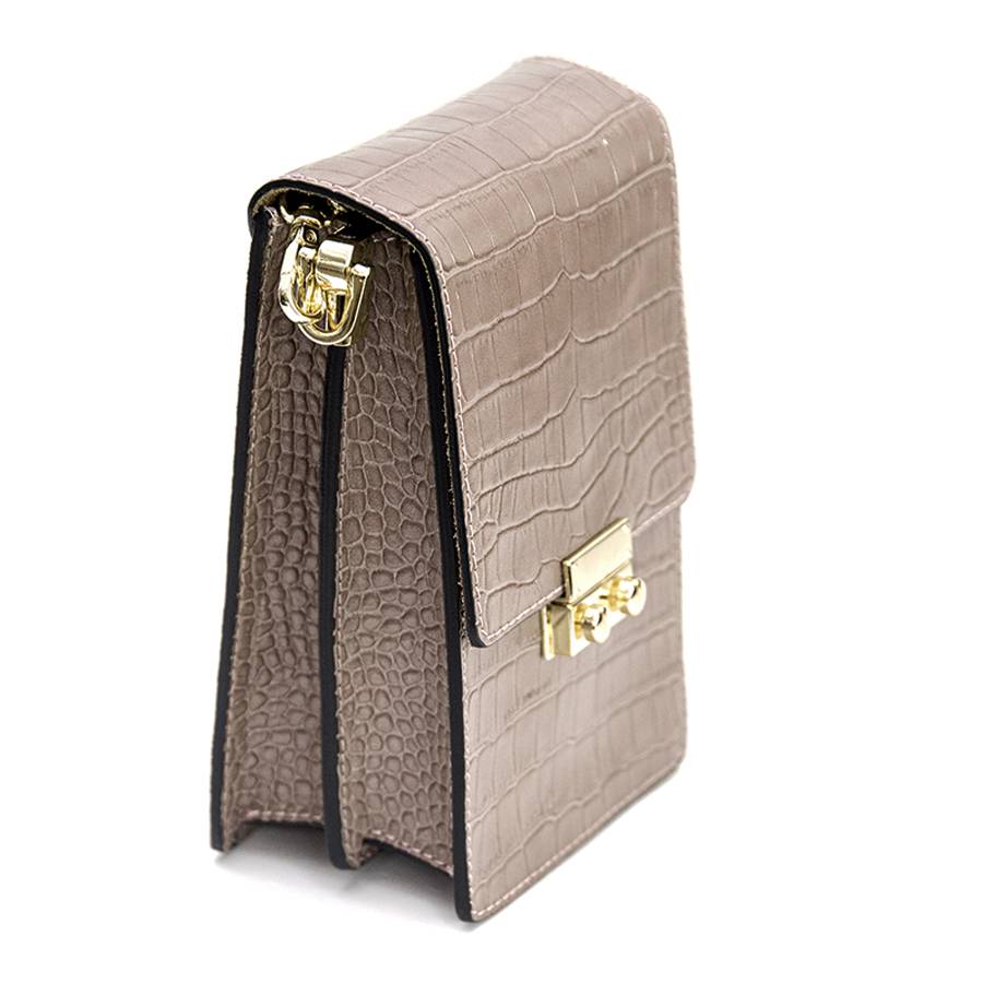 Laura Di Maggio SOIRÉE – Borsa da Sera in Pelle Stampa Cocco – Taupe Prezzo Ridotto