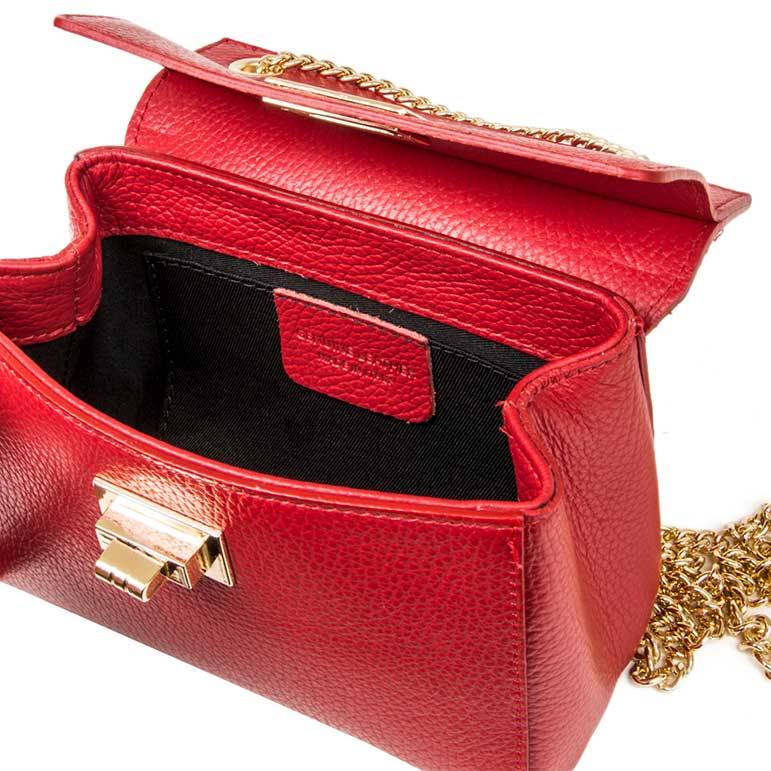 Laura Di Maggio GRETA – mini bag in pelle rossa con manici a catena Outlet