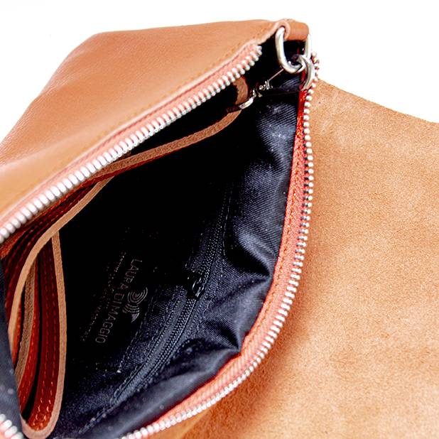 Laura Di Maggio CLAIRE – pochette sottile arancio in pelle dollaro In Vendita
