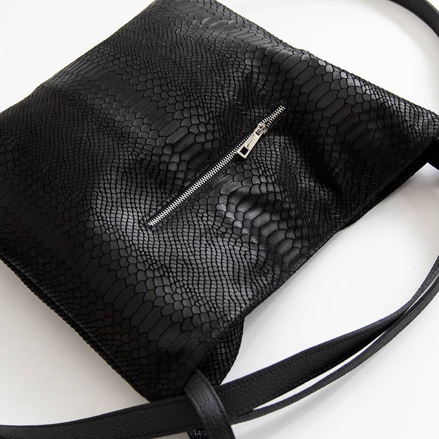 Laura Di Maggio VENICE – Zaino/borsa in pelle stampa pitone nero Negozio