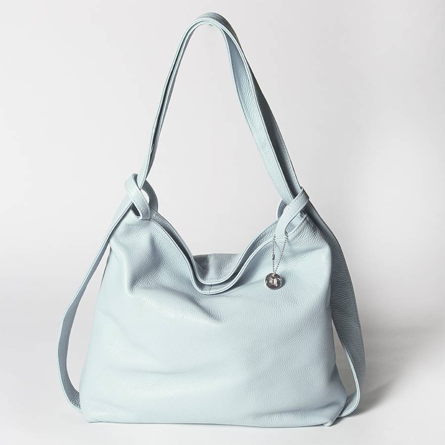 Laura Di Maggio VENICE – Zaino/borsa in pelle dollaro azzurro Nuova