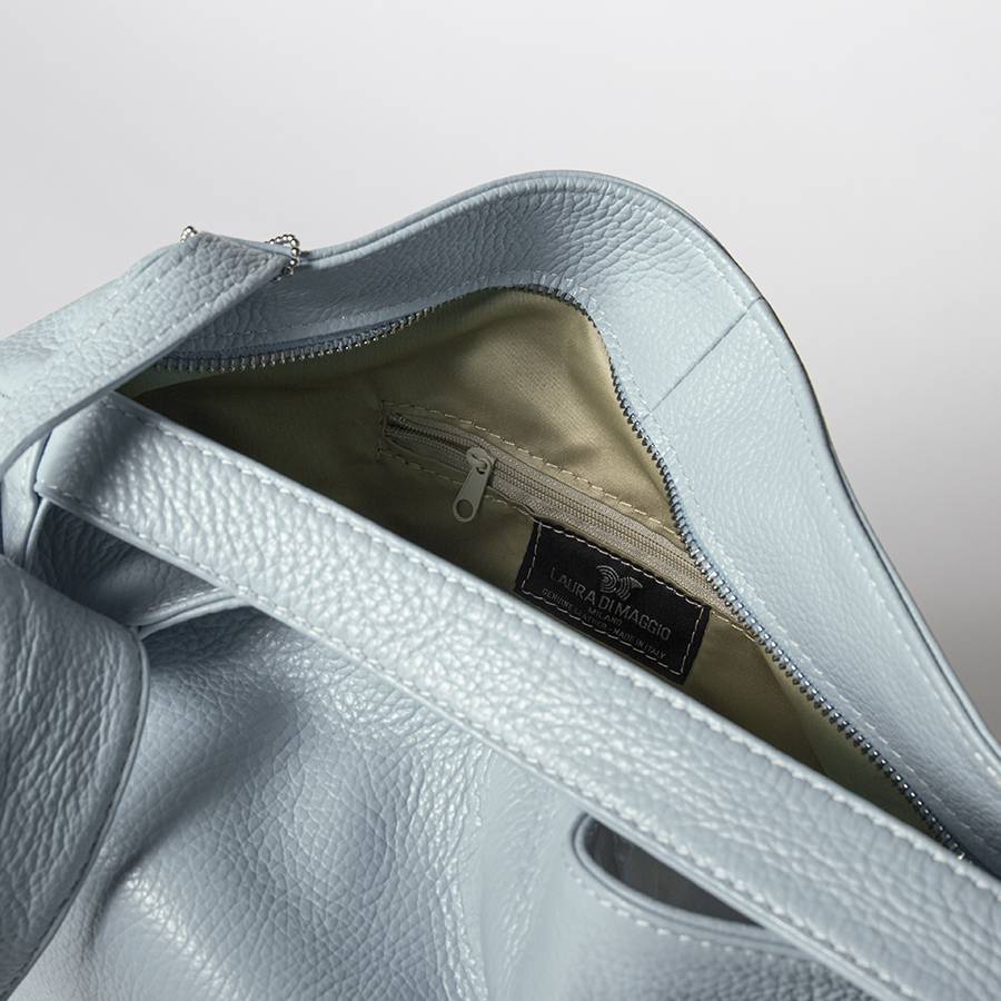 Laura Di Maggio VENICE – Zaino/borsa in pelle dollaro azzurro Nuova