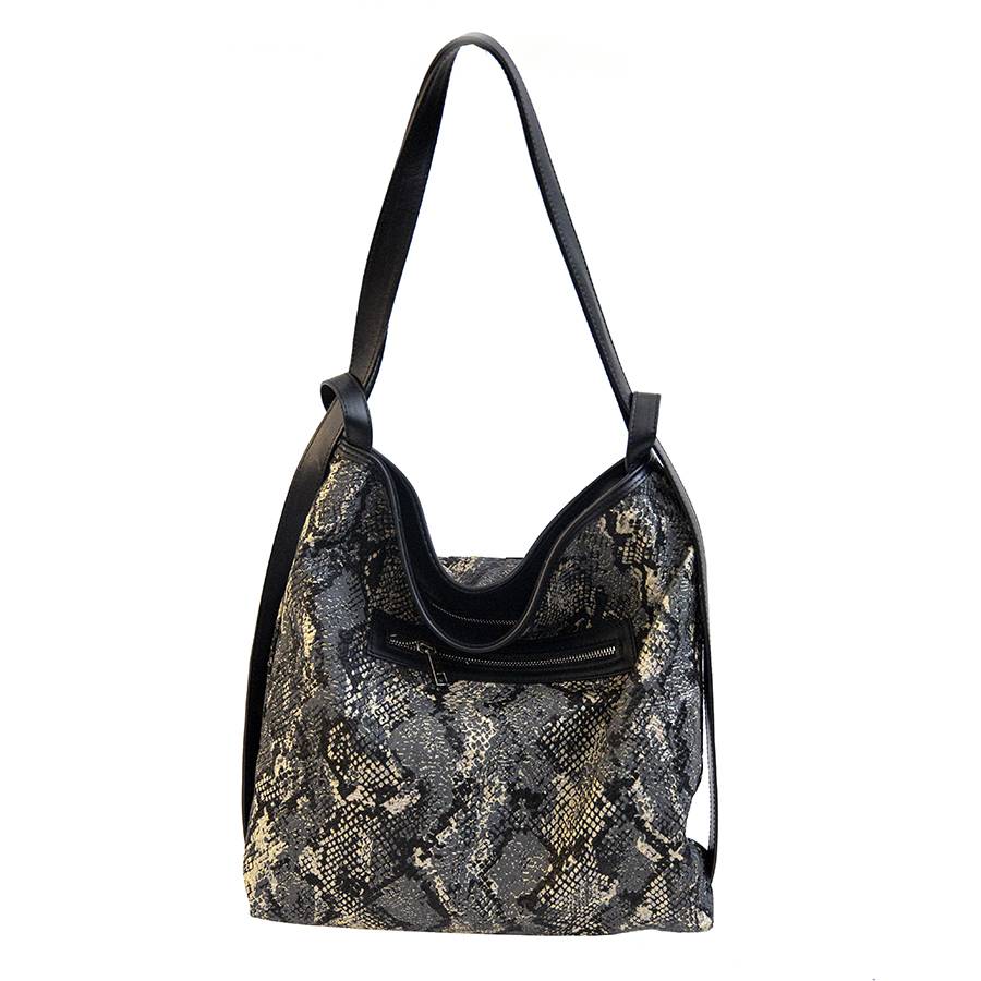 Laura Di Maggio VENICE – Zaino/borsa in pelle e tessuto pitonato Italy