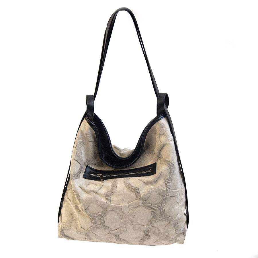 Laura Di Maggio VENICE – Zaino/borsa in pelle e tessuto beige 2025