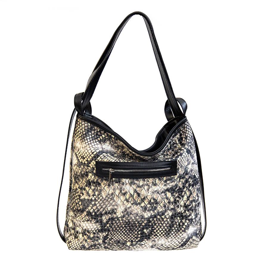 Laura Di Maggio VENICE – Zaino/borsa in pelle e tessuto roccia In Linea