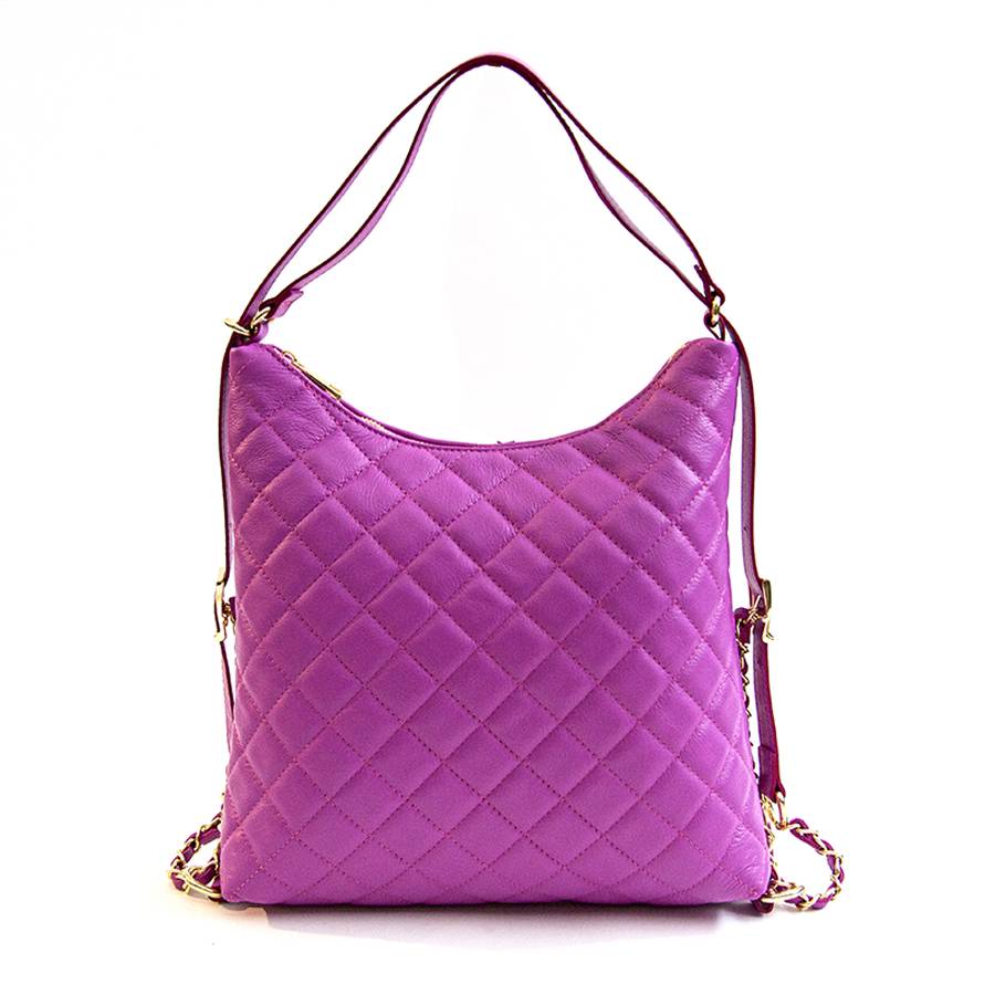 Laura Di Maggio ISABEL – Zaino/borsa in nappa trapuntata fuxia Qualità
