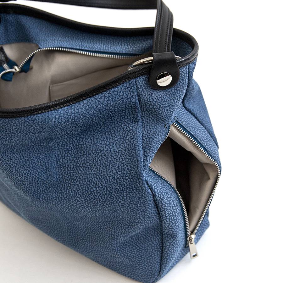 Laura Di Maggio VIVIEN – Sacca con anelli in pelle stampa tapiro blu Novità