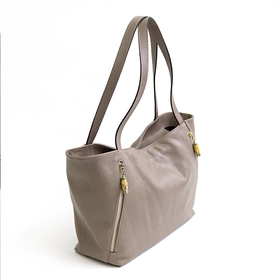 Laura Di Maggio BAMBU’ SHOPPER – Borsa in pelle taupe In Vendita