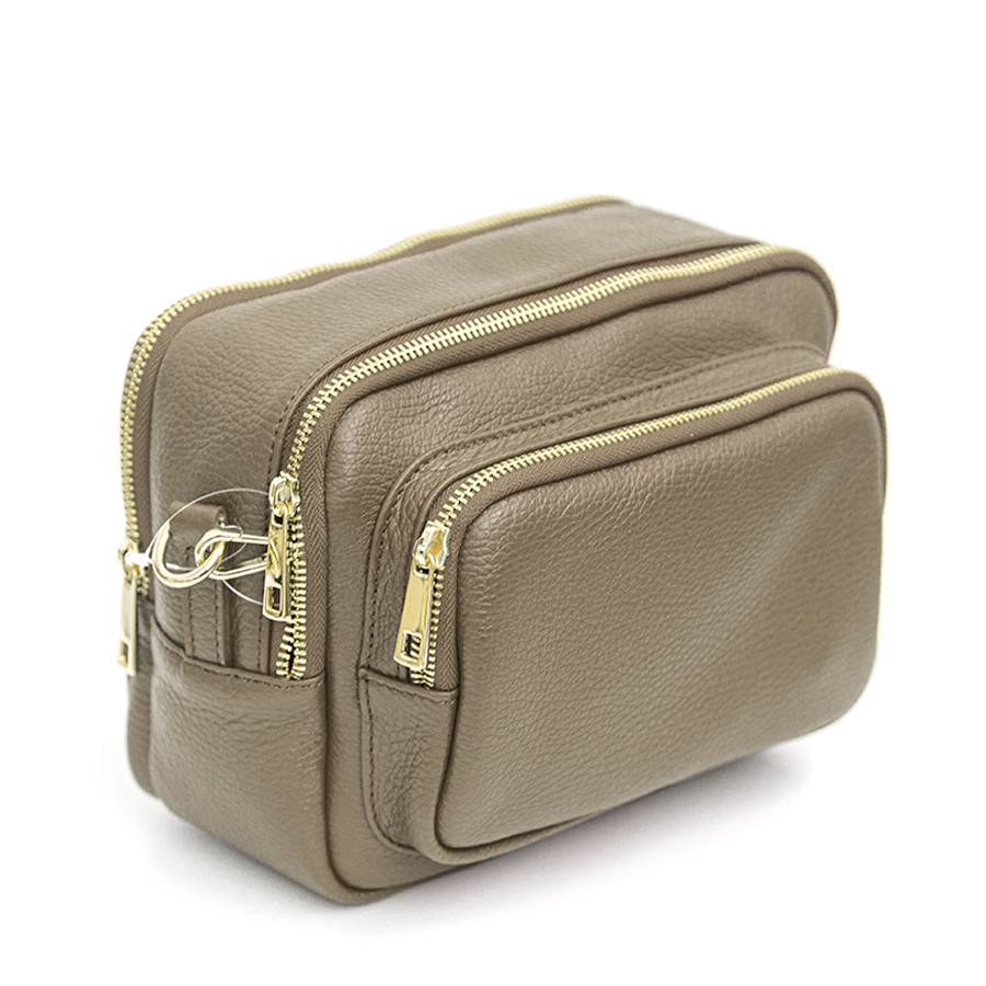 Laura Di Maggio SAPONETTA OVER – Borsa a tracolla in pelle dollaro taupe Italia