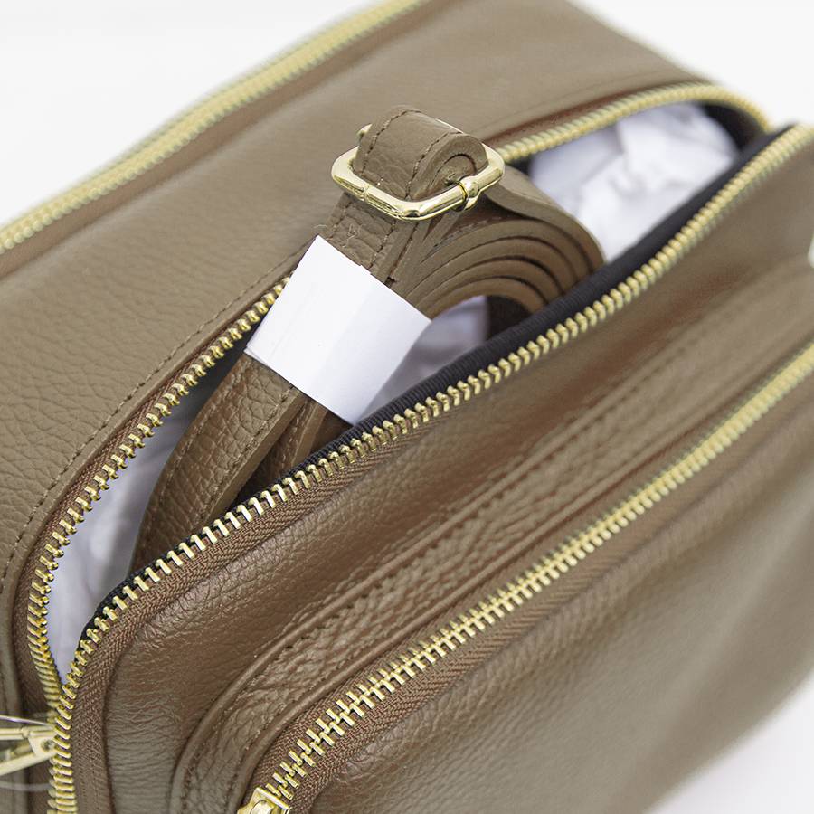 Laura Di Maggio SAPONETTA OVER – Borsa a tracolla in pelle dollaro taupe Italia