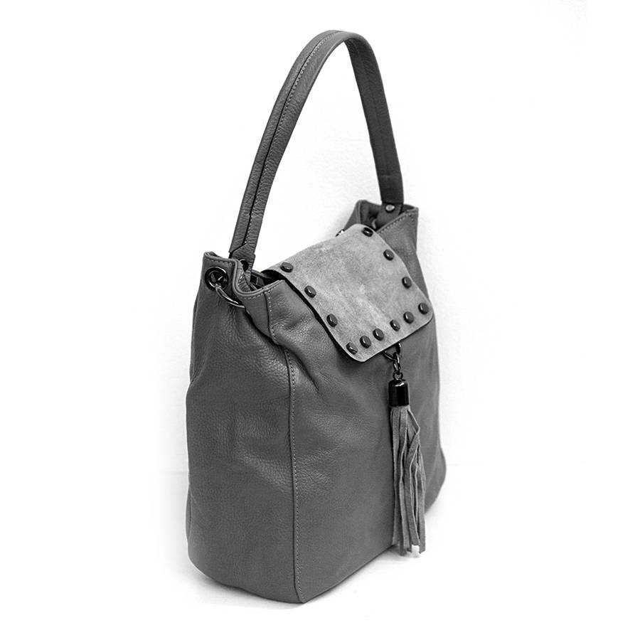 Laura Di Maggio ISIDORA – Borsa in pelle dollaro + camoscio antracite 2025
