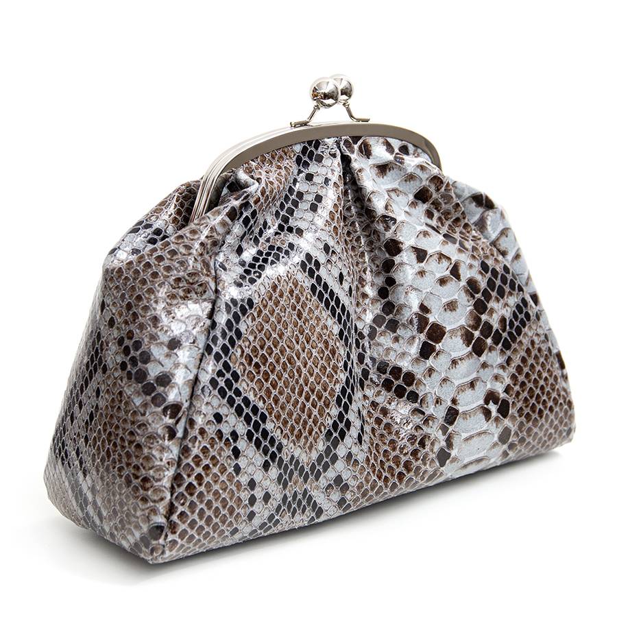 Laura Di Maggio CLUTCH – borsello in pelle stampa pitone azzurro Qualità