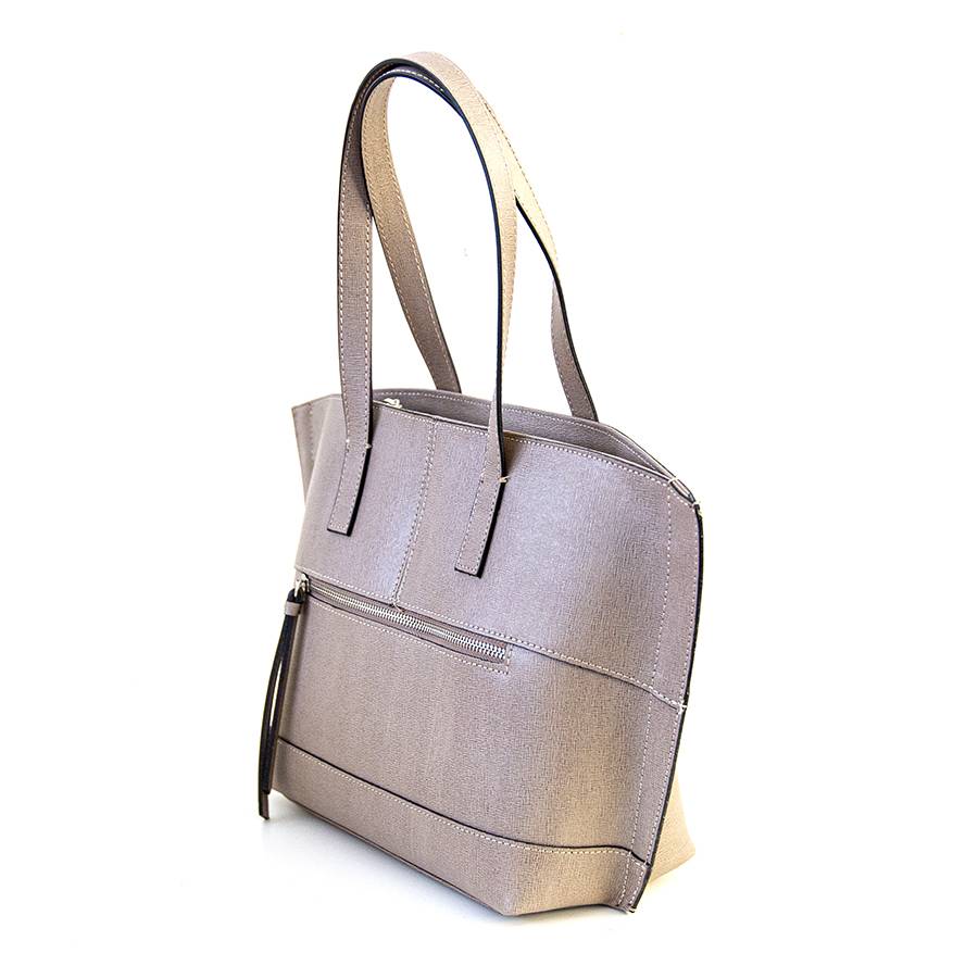 Laura Di Maggio SIMONA – Shopper in pelle saffiano taupe Promozione Limitata