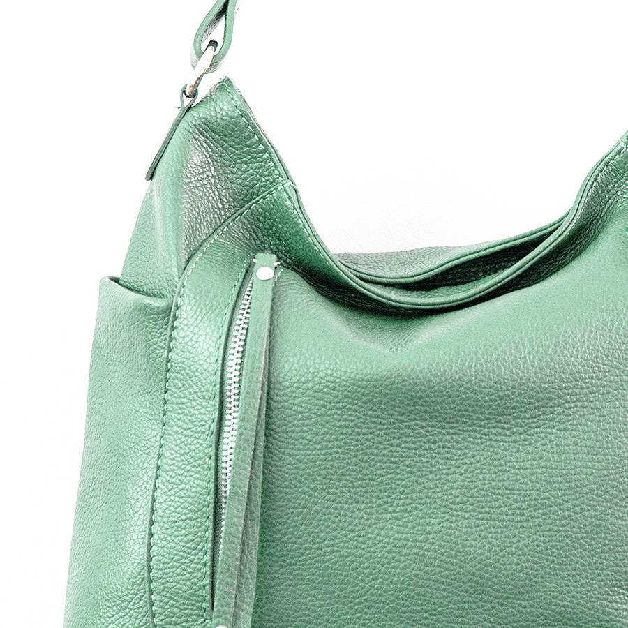 Laura Di Maggio ZIPPY – sacca in pelle con zip menta Offerta per la Festa della Mamma