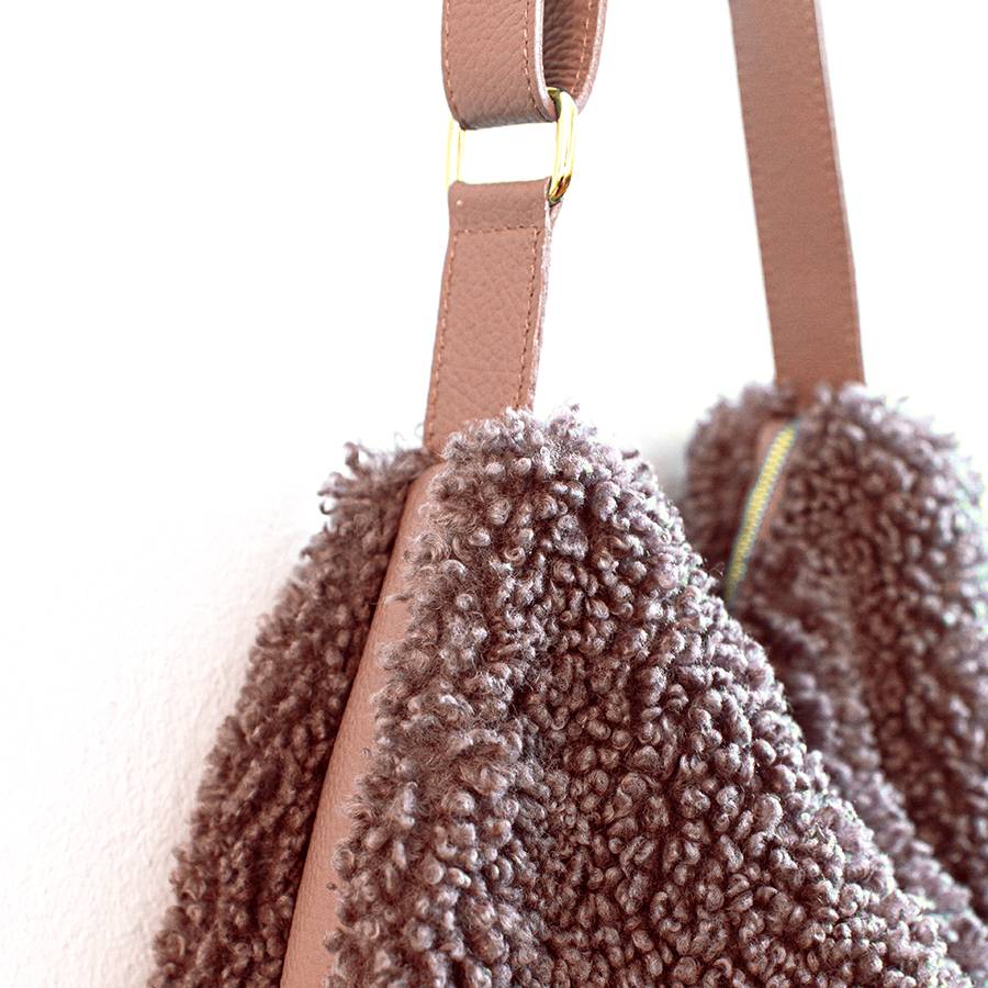 Laura Di Maggio BOUCLE’ – sacca in pelle e pelliccia ecologica rosa Outlet