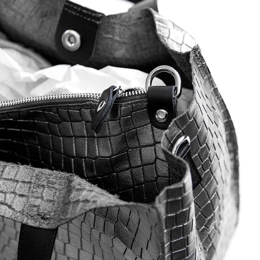 Laura Di Maggio DIAMANTE – shopping in pelle stampa cocco laminata canna fucile Saldi