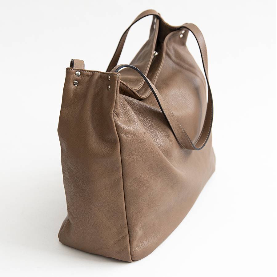 Laura Di Maggio AMBROSIA – shopping in pelle nappa taupe Fino Al -60%