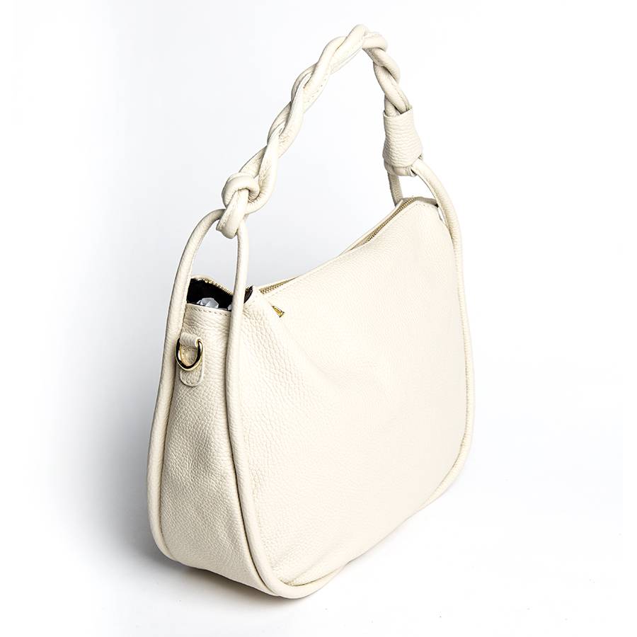 Laura Di Maggio JULES – Sacca in pelle con manico intrecciato panna Flash Sale