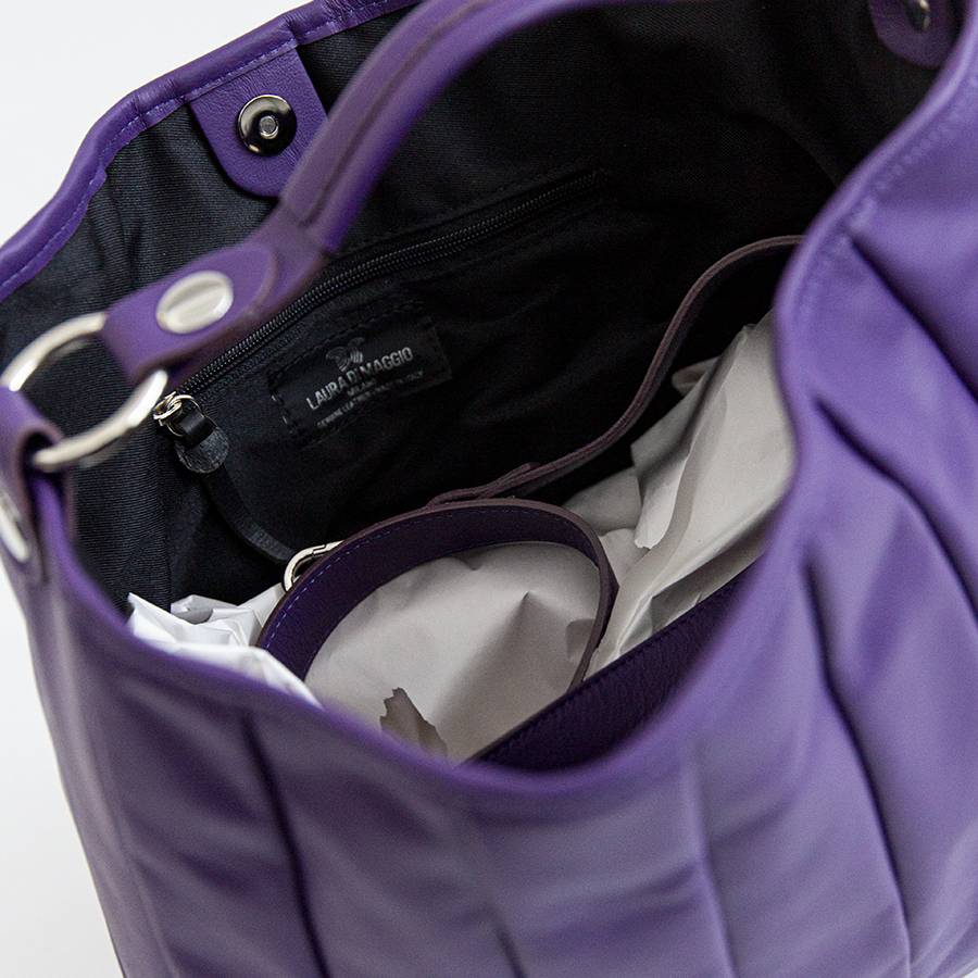 Laura Di Maggio TESSA SMALL – Sacca in pelle nappa trapuntata viola Negozio