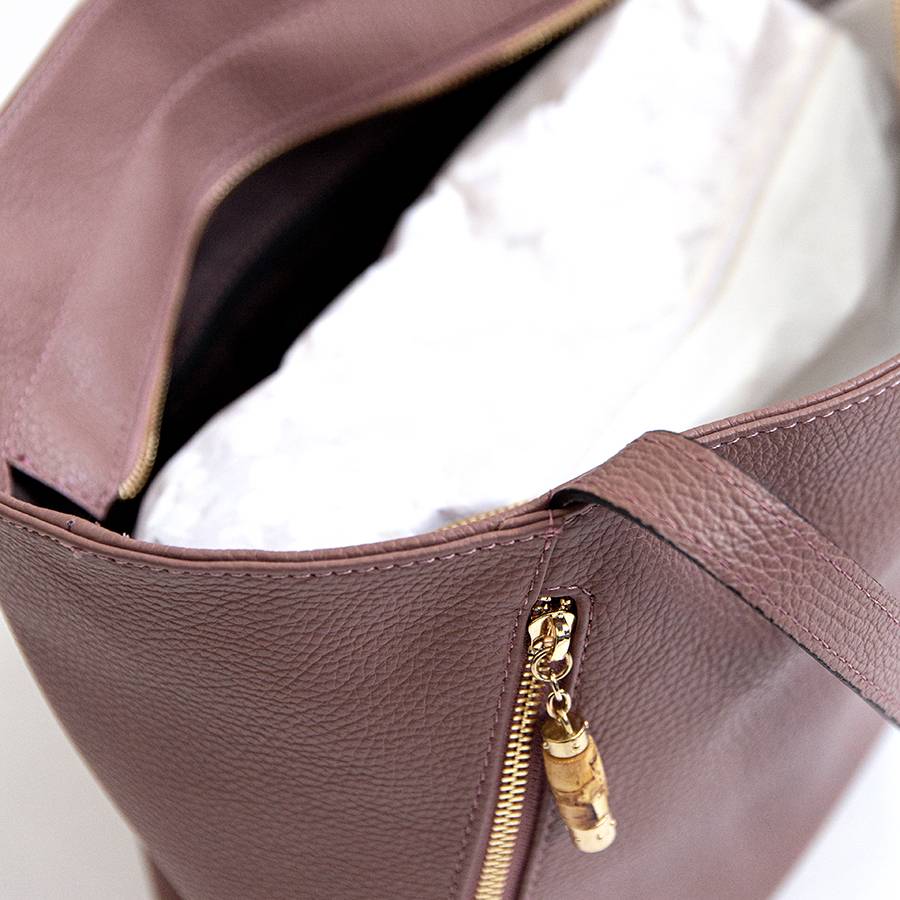 Laura Di Maggio BAMBU’ SHOPPER – Borsa in pelle marsala Enormi risparmi