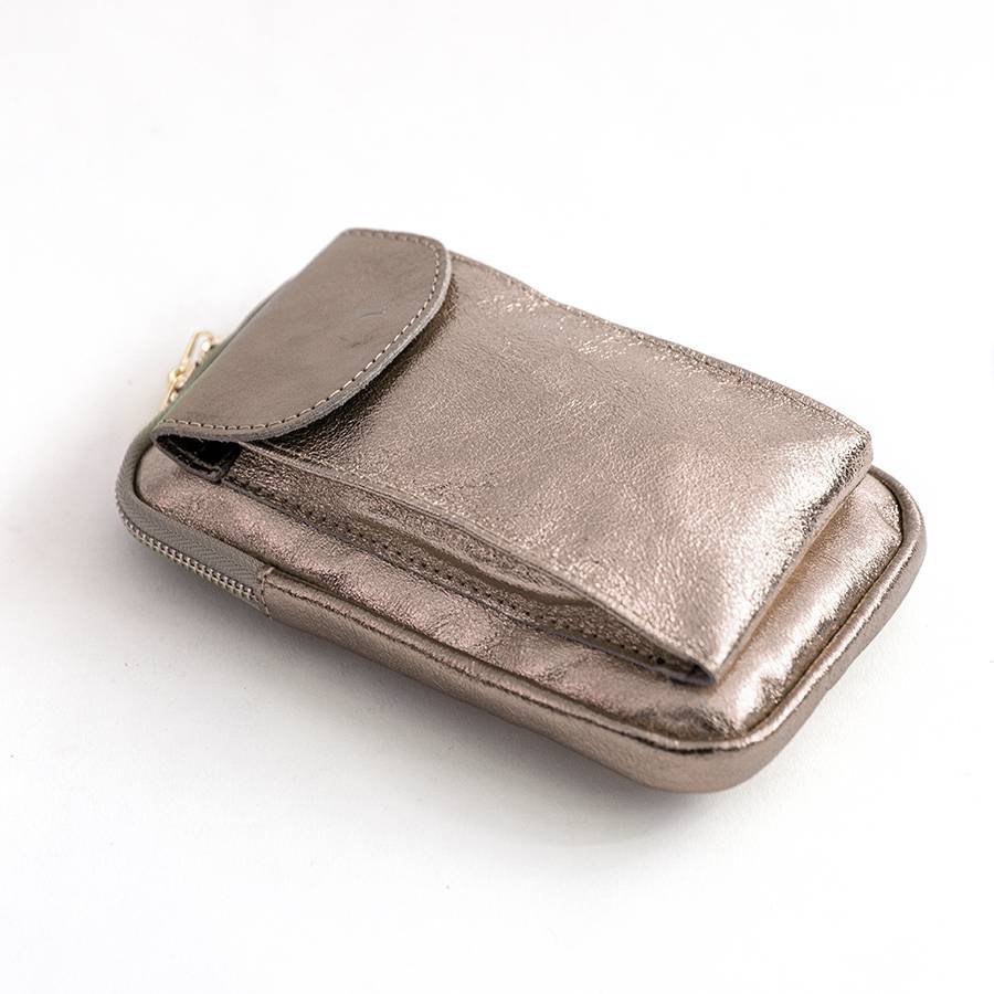Laura Di Maggio PORTACELLULARE – pelle laminata bronzo Sconti VIP