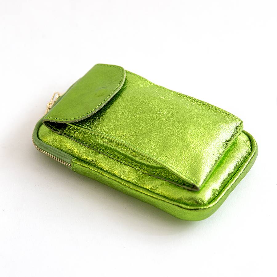 Laura Di Maggio PORTACELLULARE – pelle laminata verde mela Offerta settimanale