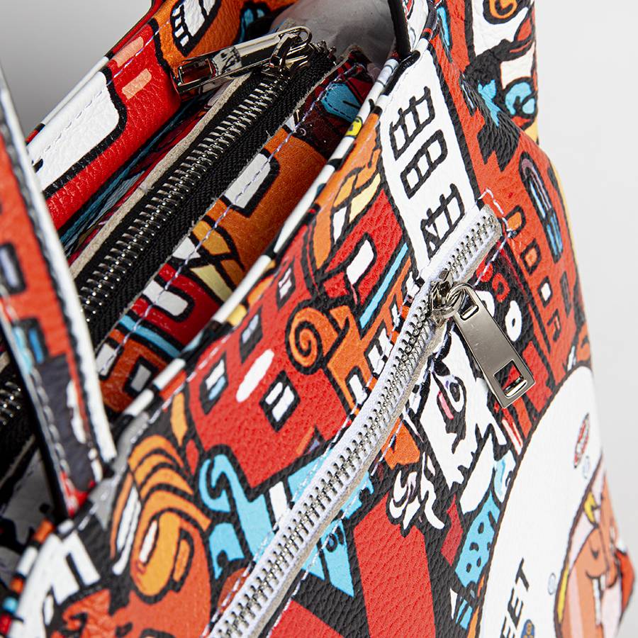 Laura Di Maggio DOODLE – shopping in pelle serigrafata rossa Promozione temporanea