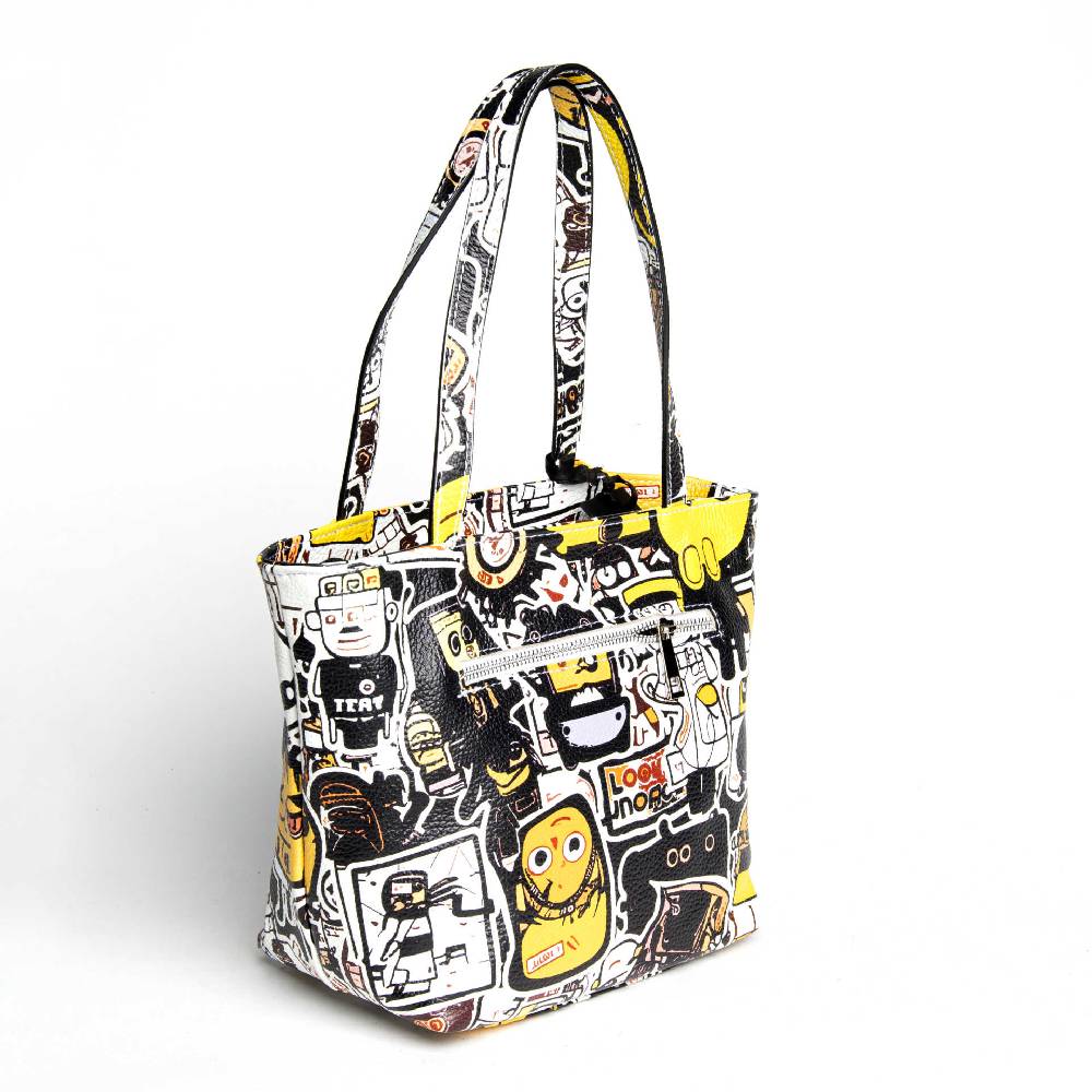 Laura Di Maggio DOODLE – shopping in pelle serigrafata bianca Fino al 50% di sconto