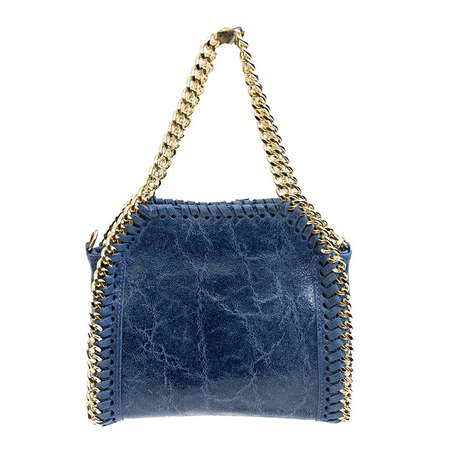 Laura Di Maggio LUMI – Borsa con catene in pelle vintage blu Enormi sconti