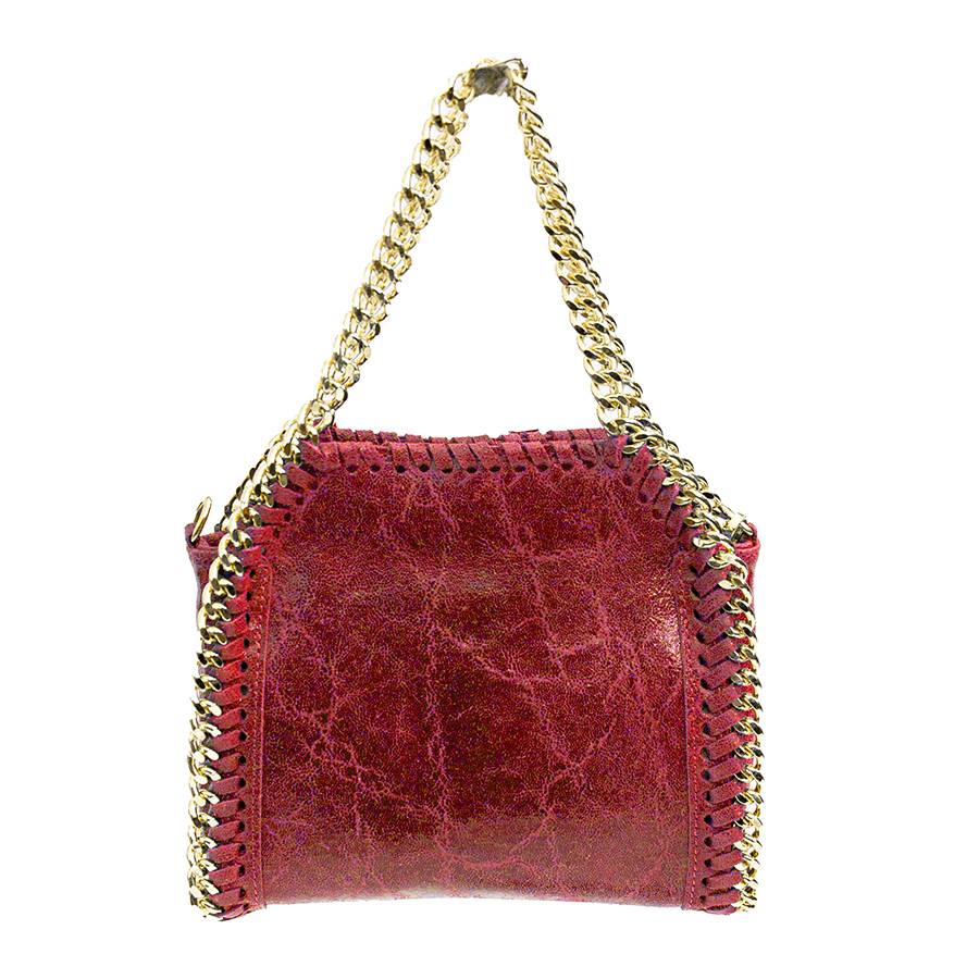 Laura Di Maggio LUMI – Borsa con catene in pelle vintage rossa Esporta salva