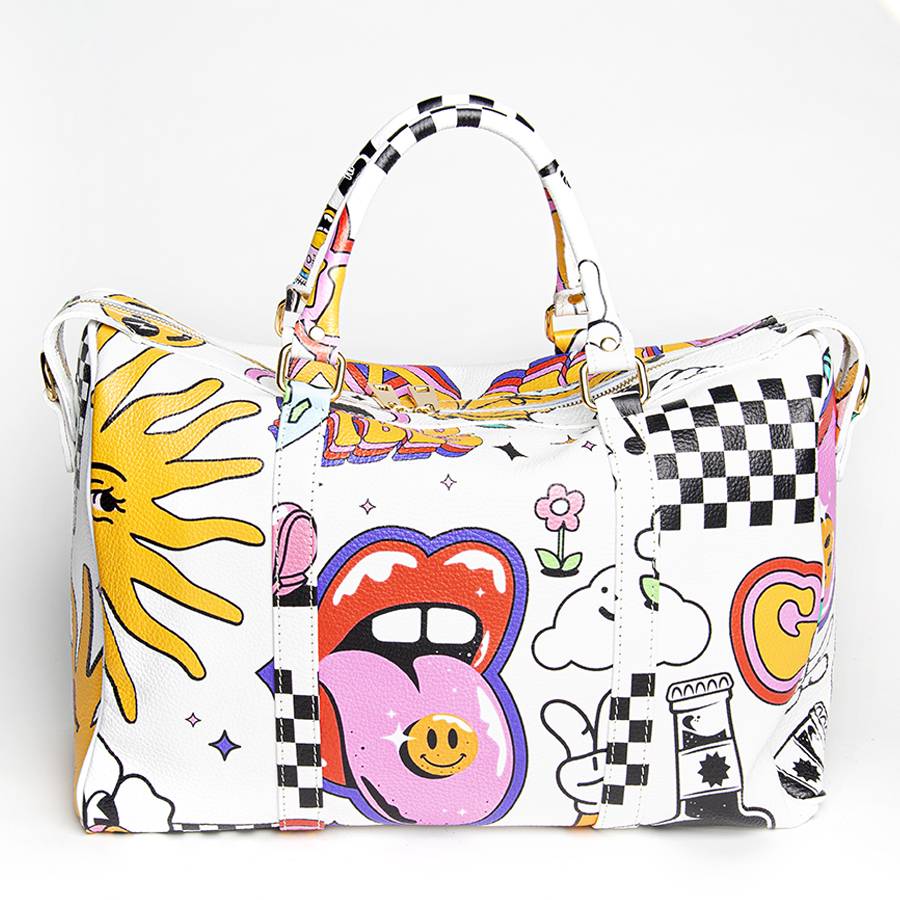 Laura Di Maggio DOODLE TRAVEL – Borsone in pelle serigrafata Sconti questo mese