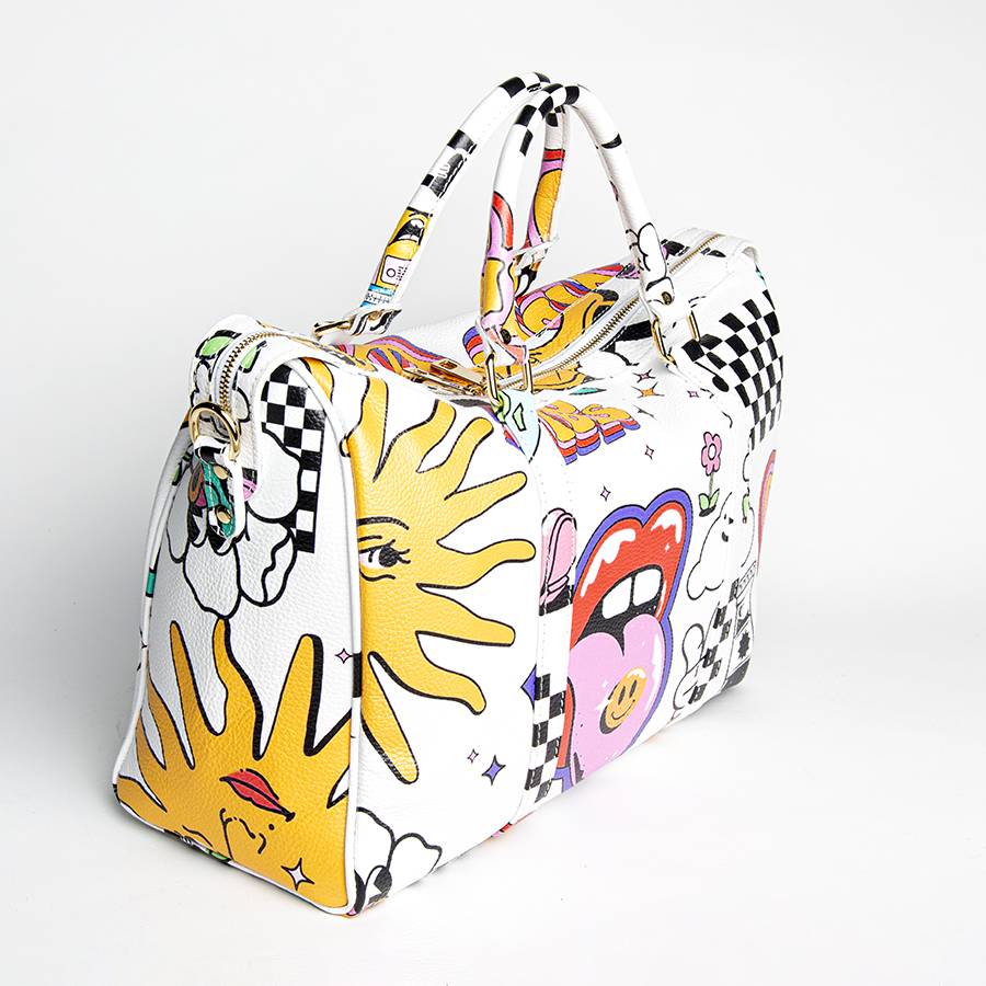Laura Di Maggio DOODLE TRAVEL – Borsone in pelle serigrafata Sconti questo mese