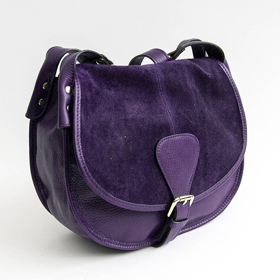 Laura Di Maggio SADDLE – postina in pelle e camoscio viola 2025