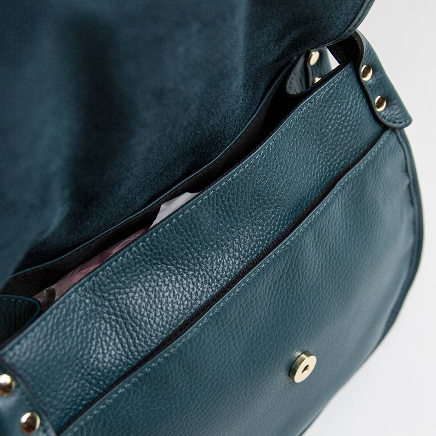 Laura Di Maggio SADDLE – postina in pelle e camoscio petrolio Italy